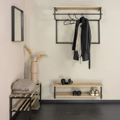 Redin Design Kapstokken|Wandkapstok industrieel Parker XL zwart / hout