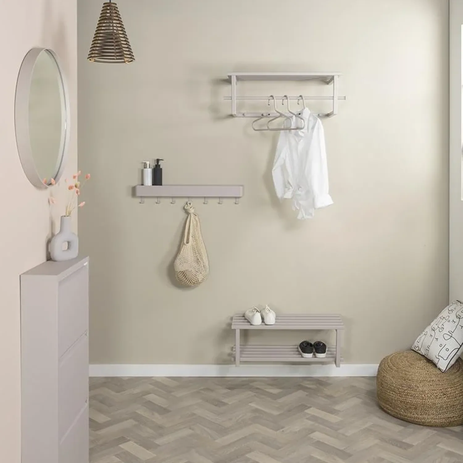 Redin Design Kapstokken|Wandkapstok Nadia Taupe metaal