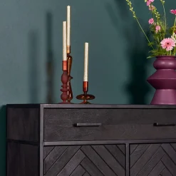 Furndea Wandkasten|Industriele Kasten|Wandkast Scandi visgraat zwart mangohout 100cm