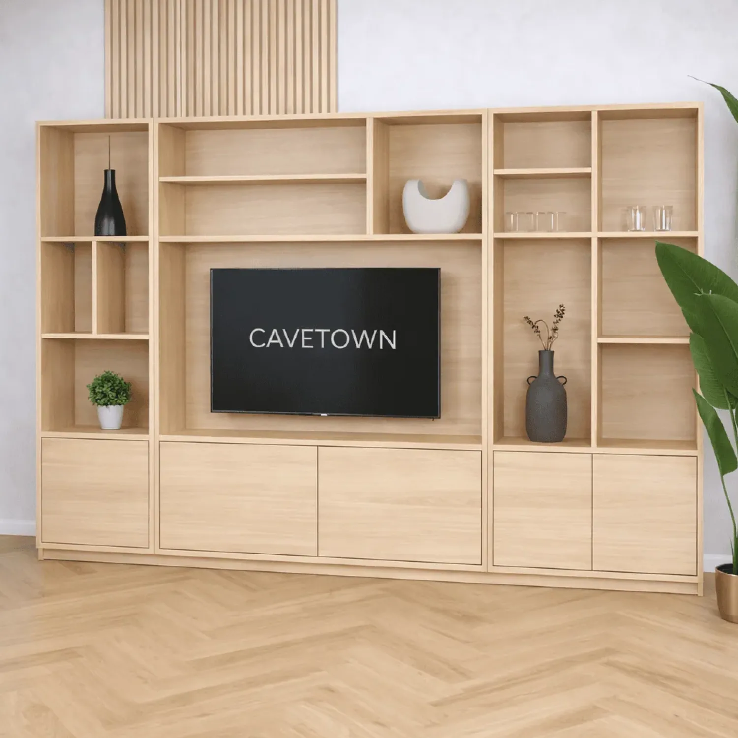 Maison Madera Wandkasten|Vakkenkasten|Watford Large Cinewall compleet Blond oak