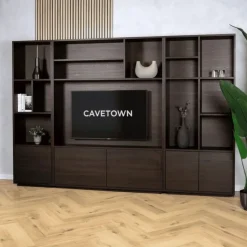 Maison Madera Wandkasten|Vakkenkasten|Watford Large Cinewall compleet Dark almond