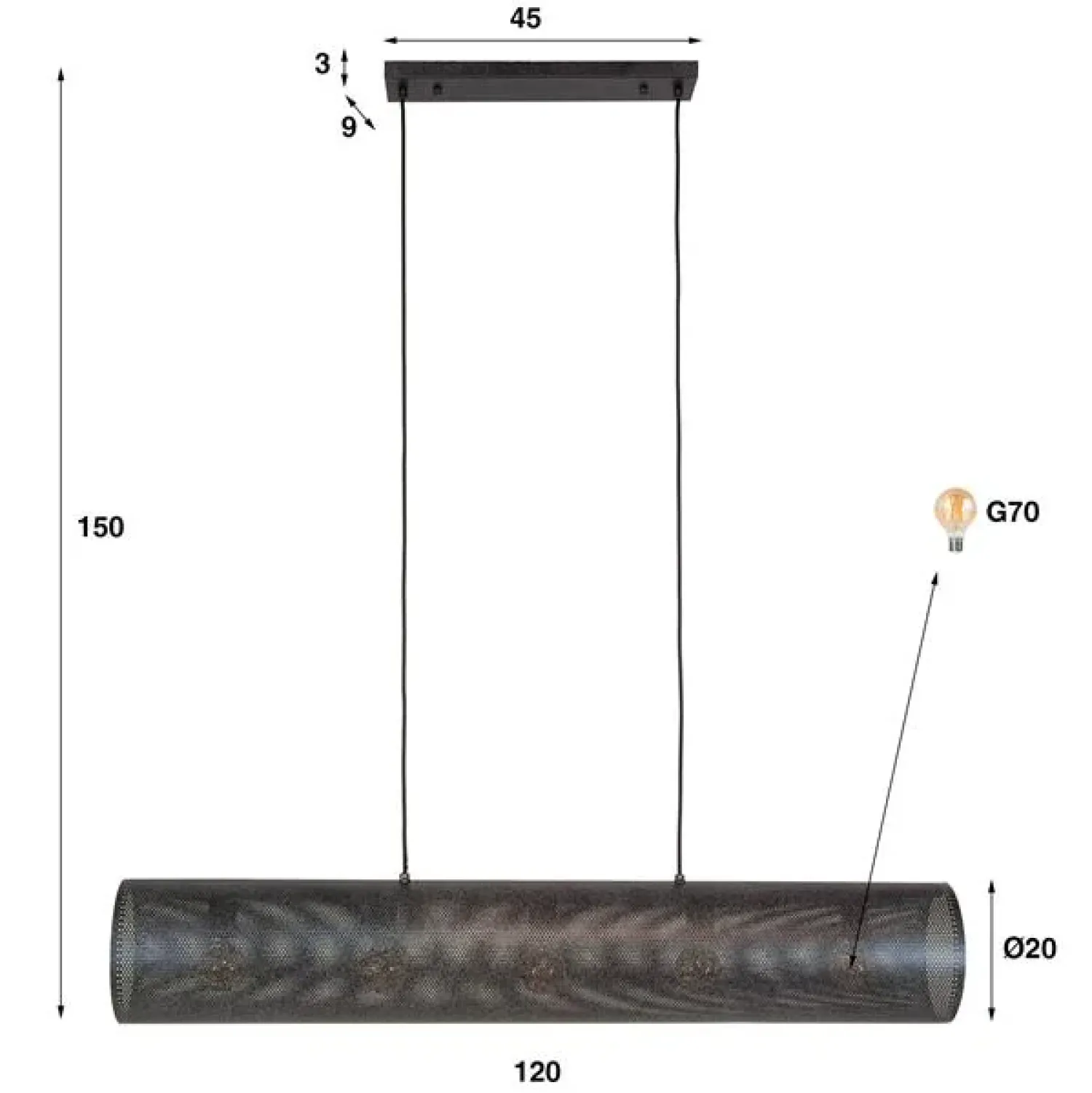 Kalfort Hanglampen|Wayne 5-lichts Hanglamp Metaal