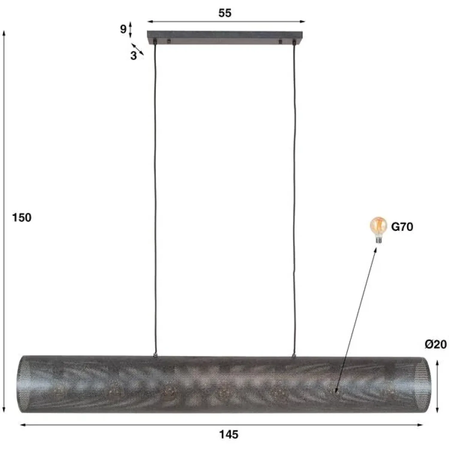 Kalfort Hanglampen|Wayne 7-lichts Hanglamp XL Metaal