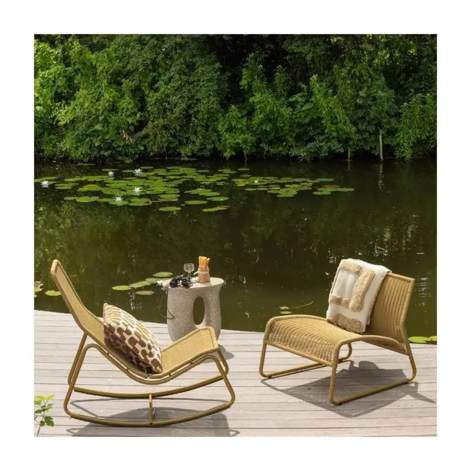 WOOOD Tuinstoelen|West Tuin Loungestoel Honinggeel
