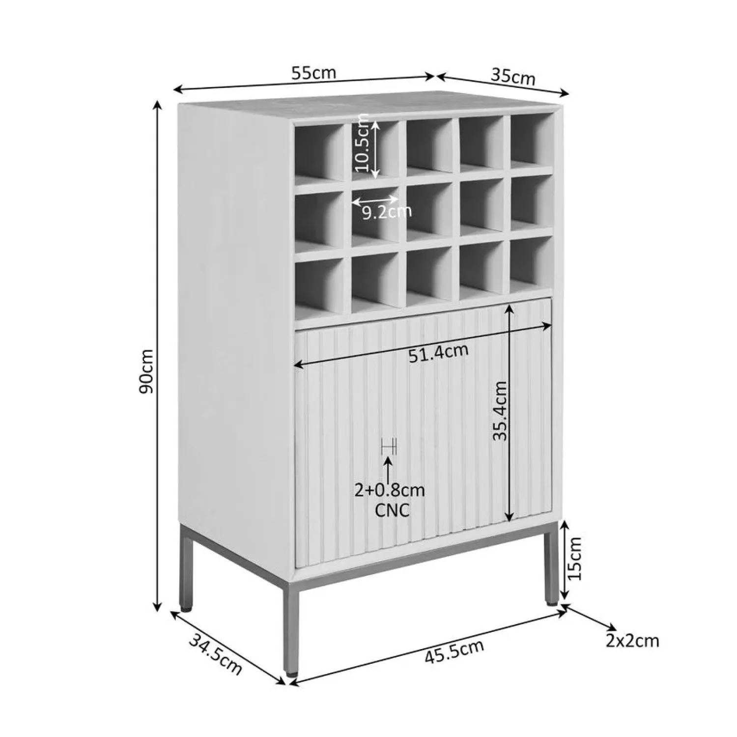 Furndea Wijnkasten|Industriele Kasten|Wijnkast Martin Naturel 55cm