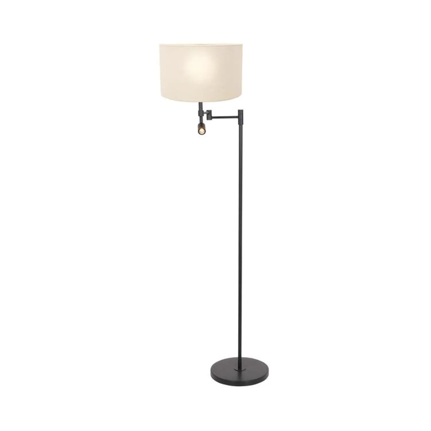 Steinmex Vloerlampen|Wilco 2-lichts Vloerlamp Zwart met Wit Linnen kap