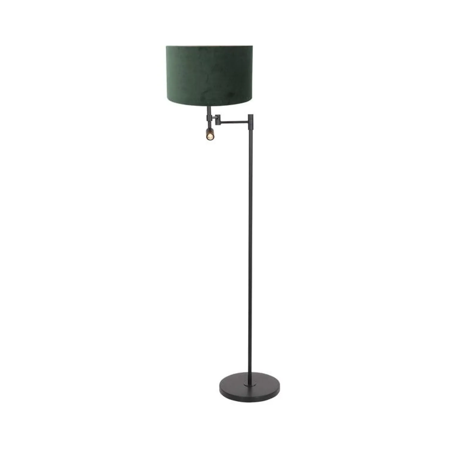 Steinmex Vloerlampen|Wilco 2-lichts Vloerlamp Zwart met Groen Velvet kap