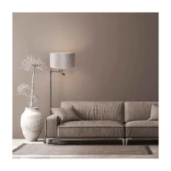 Steinmex Vloerlampen|Wilco 2-lichts Vloerlamp Zwart met Zilver Velvet kap