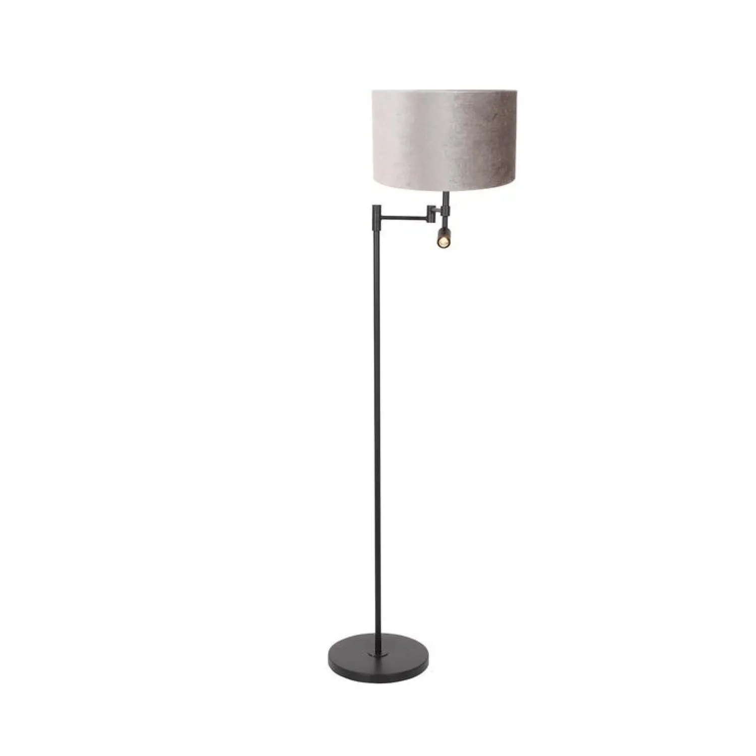 Steinmex Vloerlampen|Wilco 2-lichts Vloerlamp Zwart met Zilver Velvet kap