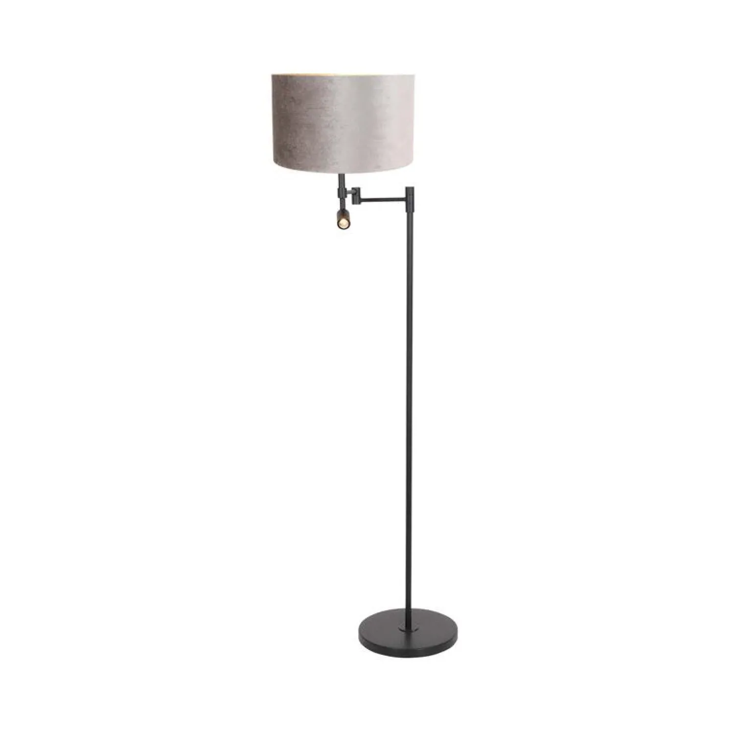 Steinmex Vloerlampen|Wilco 2-lichts Vloerlamp Zwart met Zilver Velvet kap