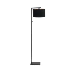 Steinmex Vloerlampen|Wilco 1-lichts Vloerlamp Zwart met Zwart Linnen kap