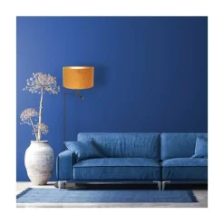 Steinmex Vloerlampen|Wilco 2-lichts Vloerlamp Zwart met Goud Velvet kap