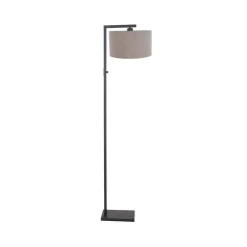 Steinmex Vloerlampen|Wilco 1-lichts Vloerlamp Zwart met Grijs Linnen kap