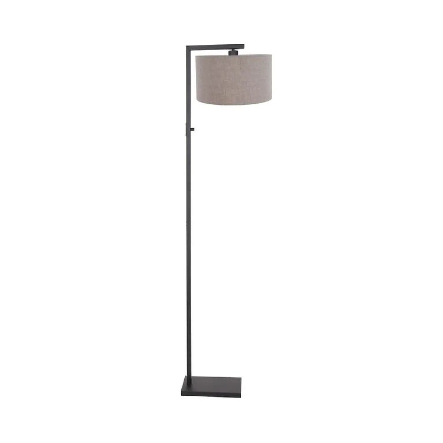 Steinmex Vloerlampen|Wilco 1-lichts Vloerlamp Zwart met Grijs Linnen kap