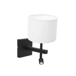 Steinmex Wandlampen|Wilco 2-lichts Wandlamp Zwart met Wit Chintz kap