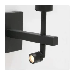 Steinmex Wandlampen|Wilco 2-lichts Wandlamp Zwart met Wit Linnen kap