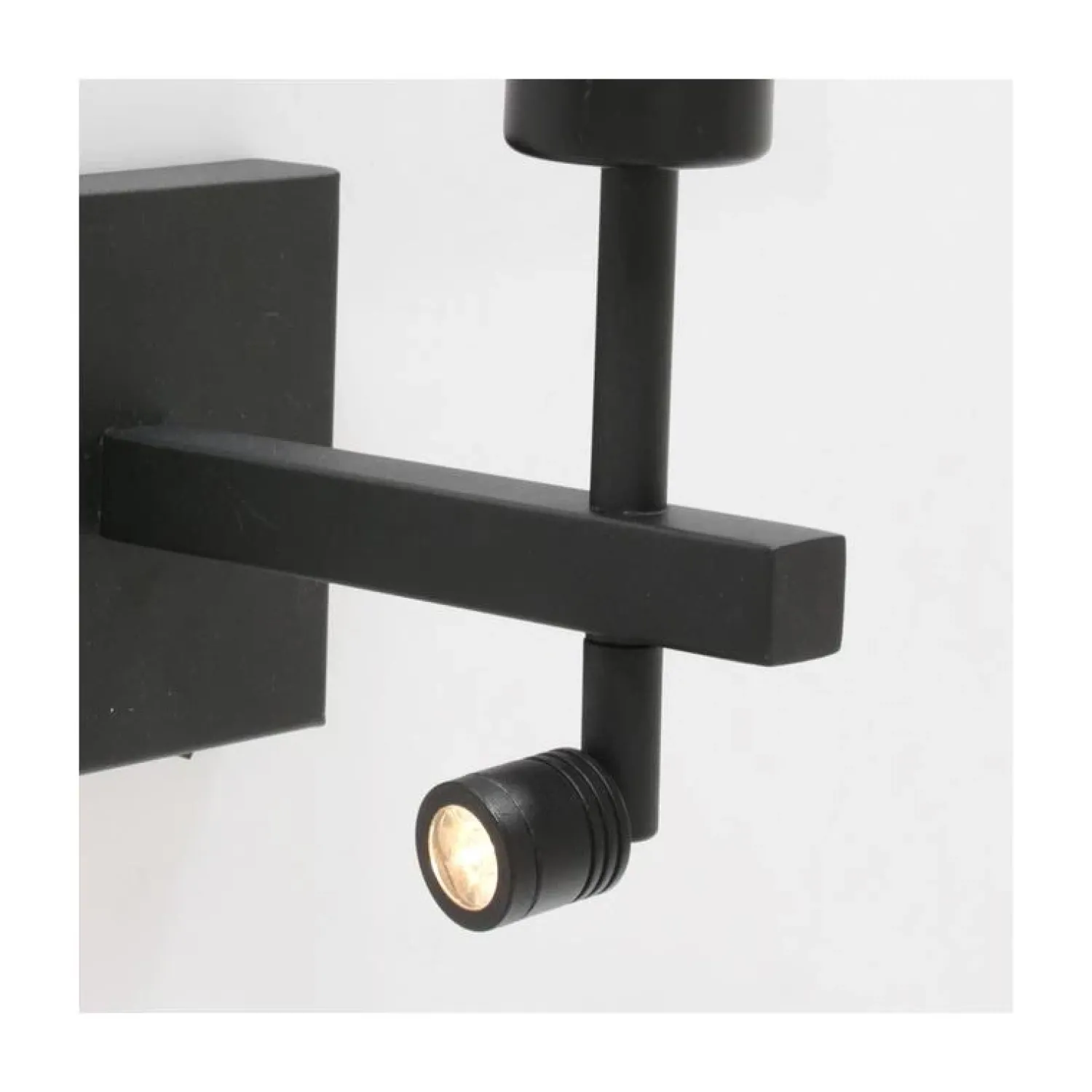 Steinmex Wandlampen|Wilco 2-lichts Wandlamp Zwart met Grijs Linnen kap
