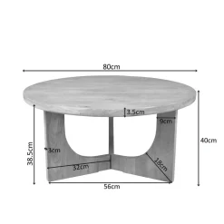 Furndea Salontafels|William Salontafel rond Naturel Mangohout 80cm