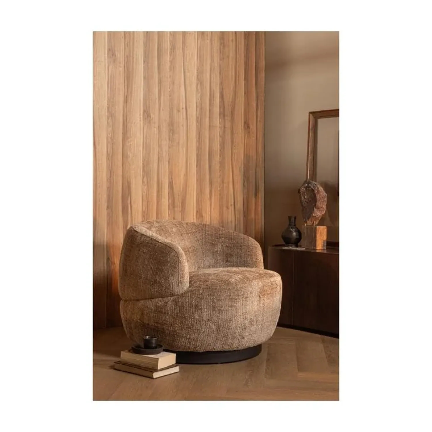 WOOOD Fauteuils|Woolly Draaifauteuil Chenille Zand