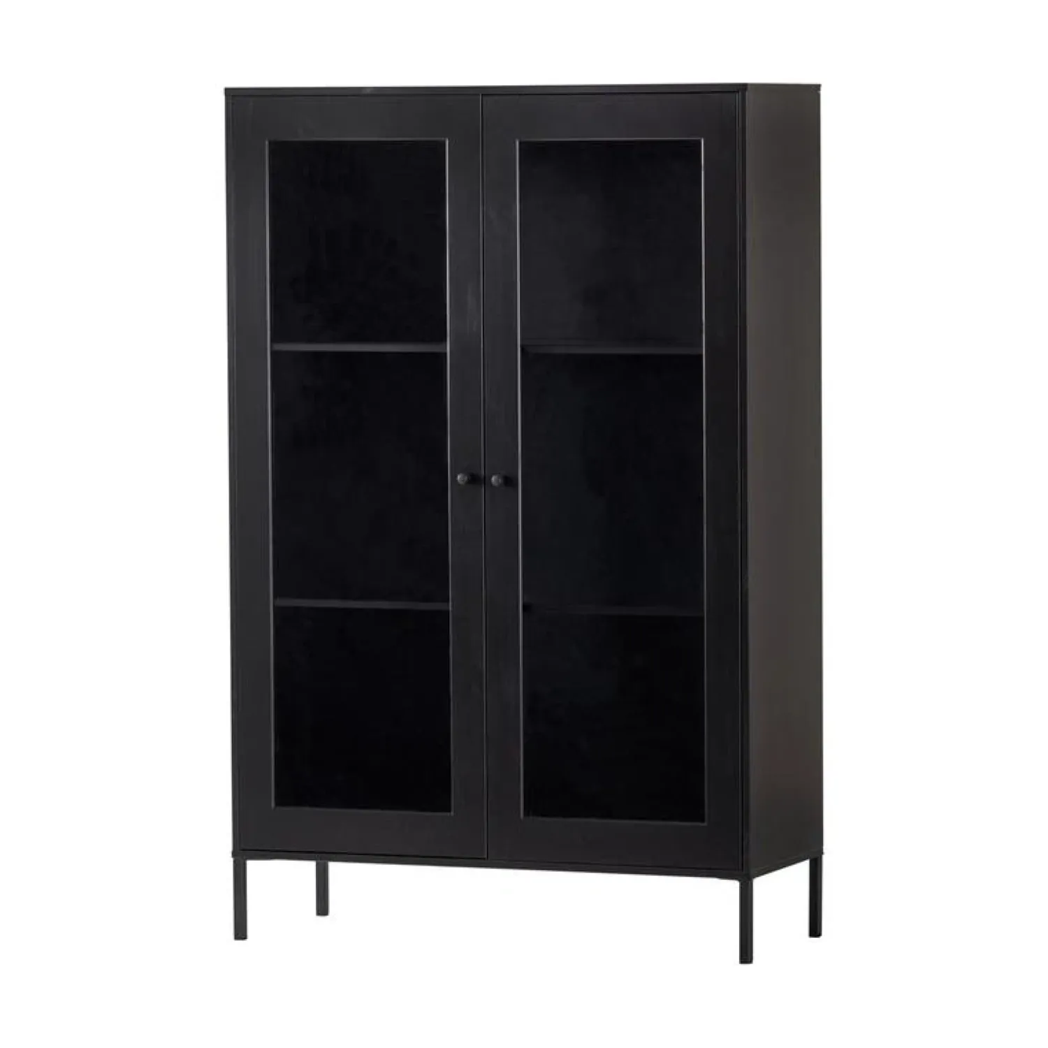 WOOOD Vitrinekasten|Industriele Kasten|Xam Vitrinekast Grenen Zwart 100cm