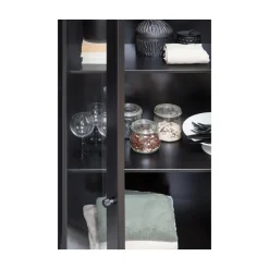 WOOOD Vitrinekasten|Industriele Kasten|Xam Vitrinekast Grenen Zwart 100cm