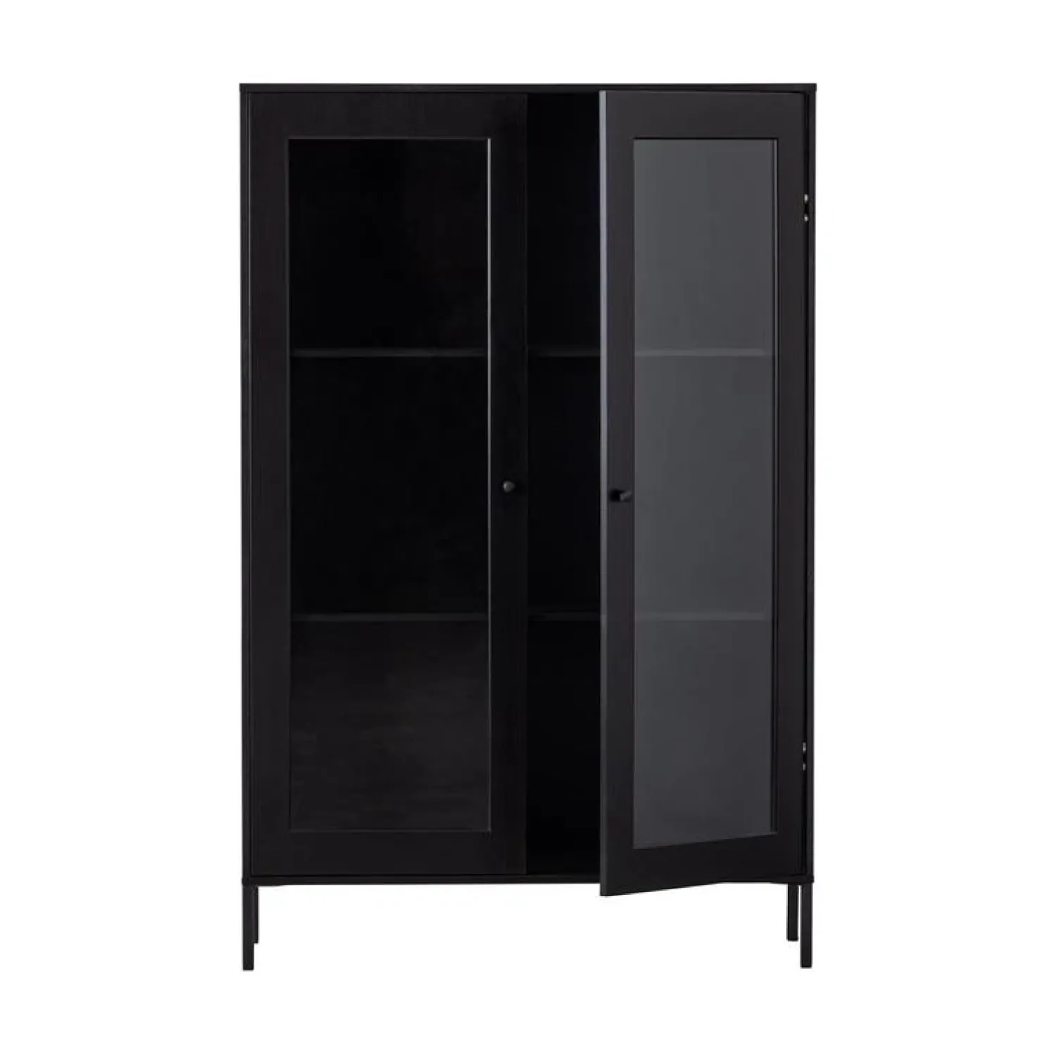 WOOOD Vitrinekasten|Industriele Kasten|Xam Vitrinekast Grenen Zwart 100cm