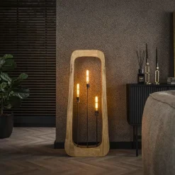 Kalfort Vloerlampen|Yamis 3-lichts Vloerlamp Mangohout
