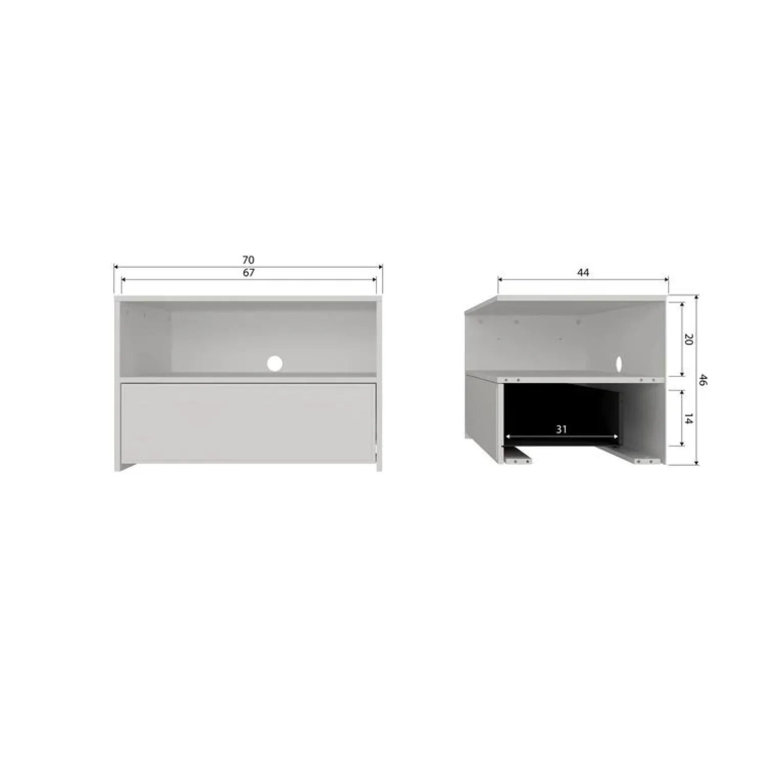 WOOOD Industriele Kasten|Tv Meubels|Yissa Tv meubel Grenen Wolkengrijs 70cm