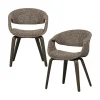 WOOOD Eetkamerstoelen|Yossi Eetkamerstoel bruin met houten poot donkerbruin
