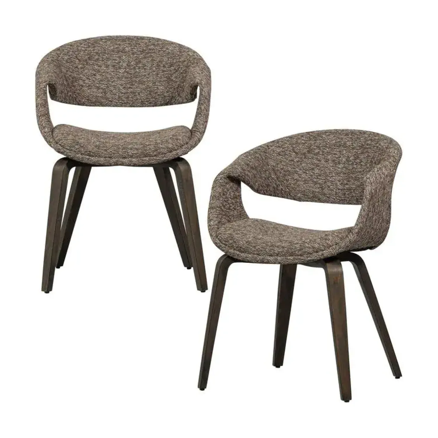 WOOOD Eetkamerstoelen|Yossi Eetkamerstoel bruin met houten poot donkerbruin