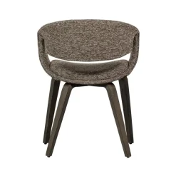 WOOOD Eetkamerstoelen|Yossi Eetkamerstoel bruin met houten poot donkerbruin