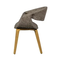 WOOOD Eetkamerstoelen|Yossi Eetkamerstoel bruin met houten poot naturel
