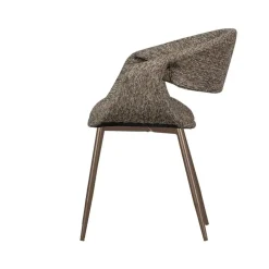 WOOOD Eetkamerstoelen|Yossi Eetkamerstoel bruin met metalen poot koper
