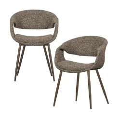 WOOOD Eetkamerstoelen|Yossi Eetkamerstoel bruin met metalen poot koper