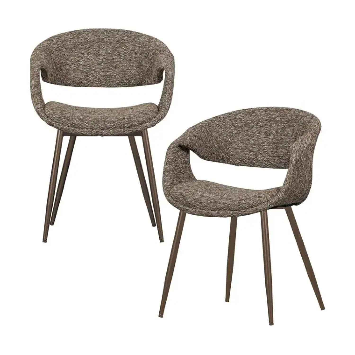 WOOOD Eetkamerstoelen|Yossi Eetkamerstoel bruin met metalen poot koper