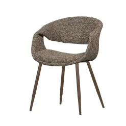 WOOOD Eetkamerstoelen|Yossi Eetkamerstoel bruin met metalen poot koper