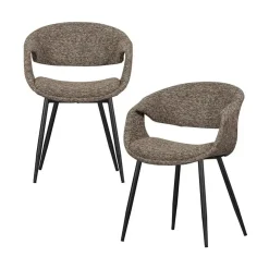 WOOOD Eetkamerstoelen|Yossi Eetkamerstoel bruin met metalen poot zwart