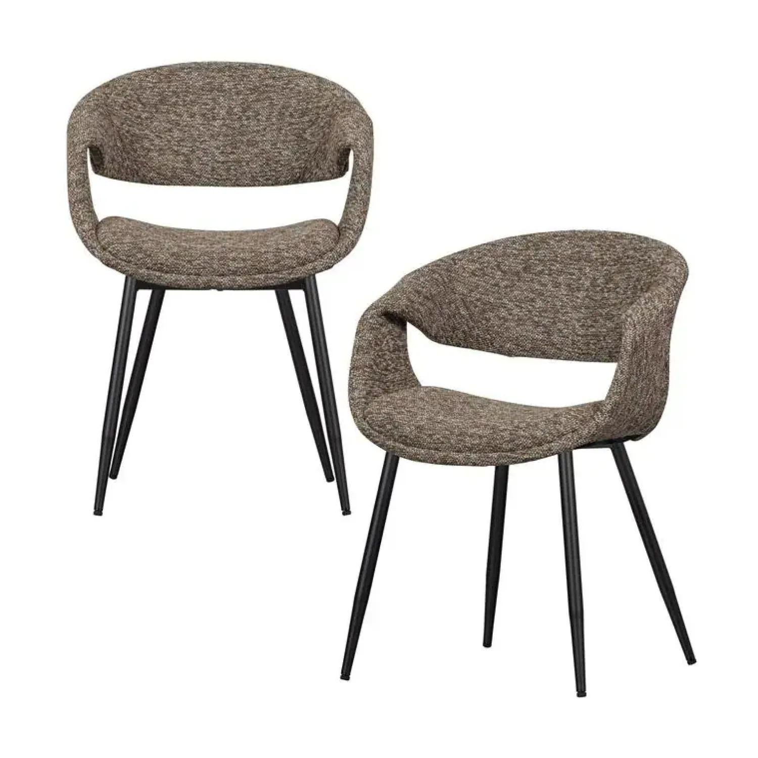 WOOOD Eetkamerstoelen|Yossi Eetkamerstoel bruin met metalen poot zwart