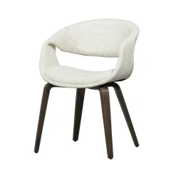WOOOD Eetkamerstoelen|Yossi Eetkamerstoel naturel met houten poot donkerbruin