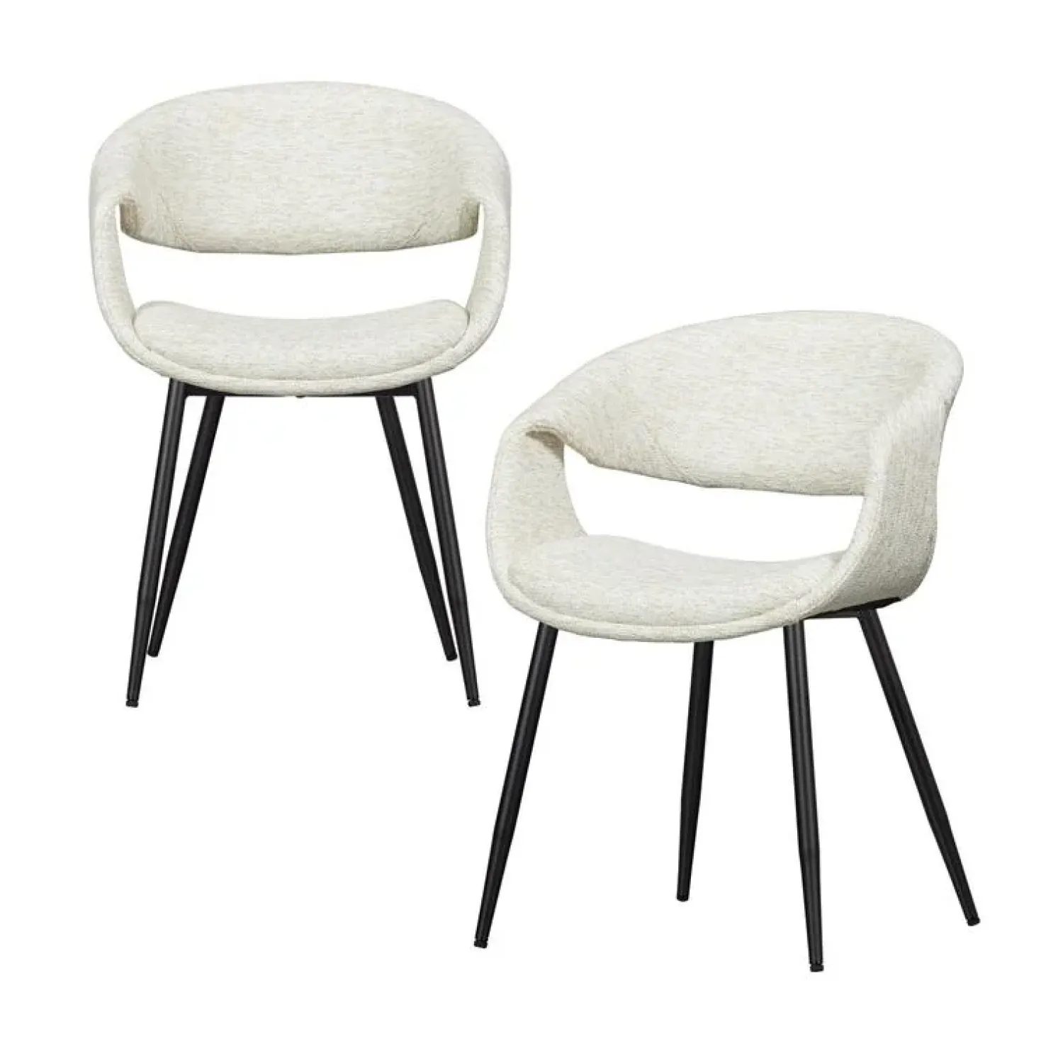 WOOOD Eetkamerstoelen|Yossi Eetkamerstoel naturel met metalen poot zwart