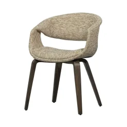 WOOOD Eetkamerstoelen|Yossi Eetkamerstoel zand met houten poot donkerbruin
