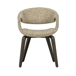 WOOOD Eetkamerstoelen|Yossi Eetkamerstoel zand met houten poot donkerbruin