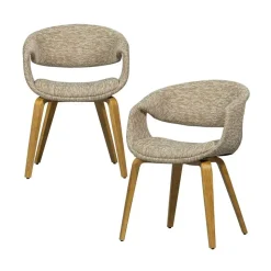 WOOOD Eetkamerstoelen|Yossi Eetkamerstoel zand met houten poot naturel