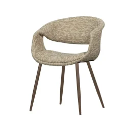WOOOD Eetkamerstoelen|Yossi Eetkamerstoel zand met metalen poot koper