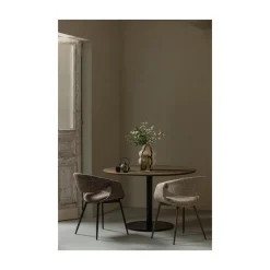 WOOOD Eetkamerstoelen|Yossi Eetkamerstoel zand met metalen poot koper