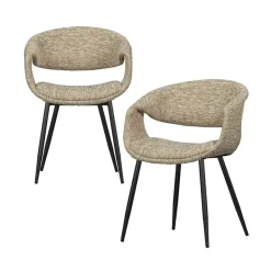 WOOOD Eetkamerstoelen|Yossi Eetkamerstoel zand met metalen poot zwart