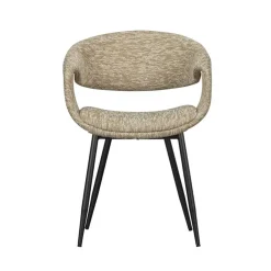 WOOOD Eetkamerstoelen|Yossi Eetkamerstoel zand met metalen poot zwart