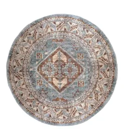 Decor 88 Vloerkleden|Zareen vloerkleed vintage rond blauw 3