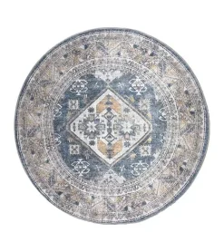 Decor 88 Vloerkleden|Zareen vloerkleed vintage rond blauw 2