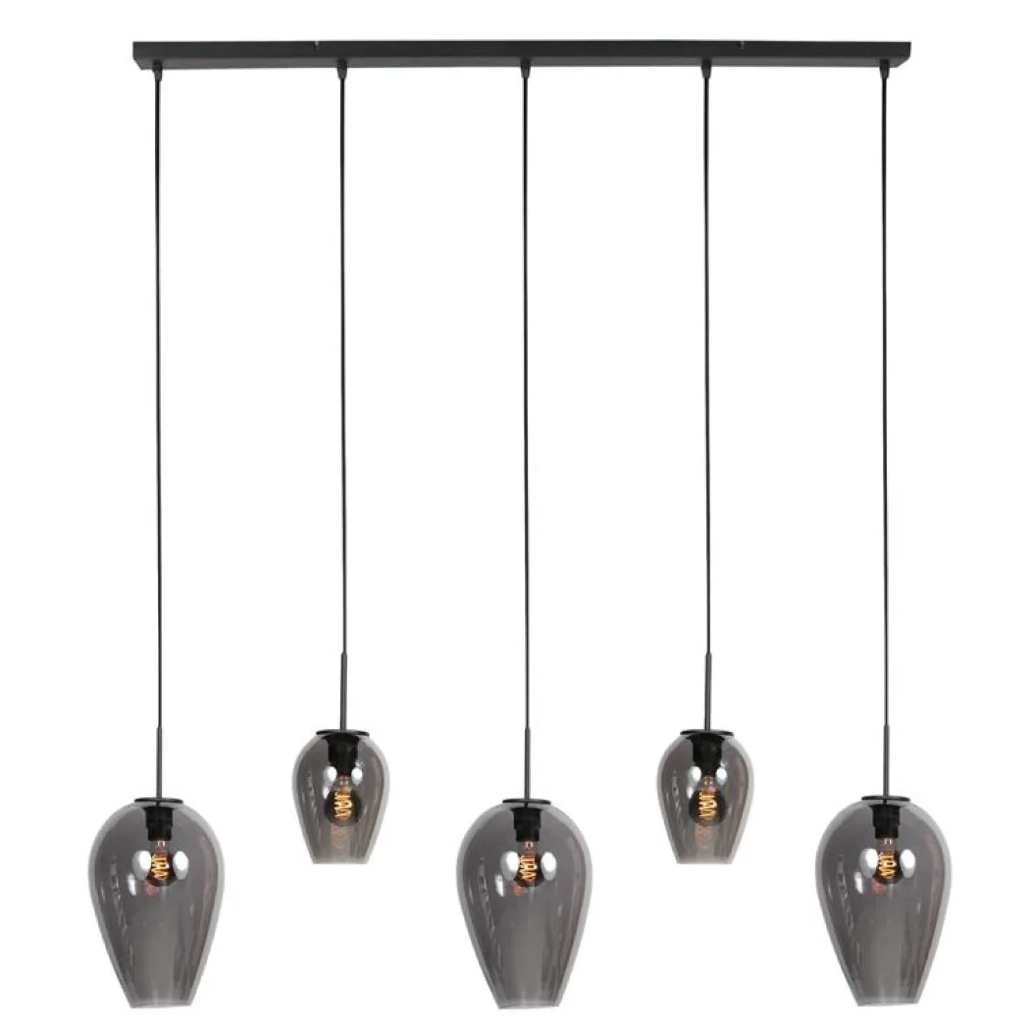 Steinmex Hanglampen|Glazen Hanglamp|Zavi 5-lichts Hanglamp Smoke Langwerpig